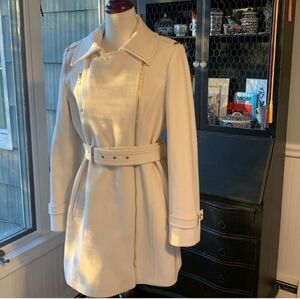 Michael KORS NWOT ASYMMETRICAL Walker Wool Coat, Ivory/Winter White